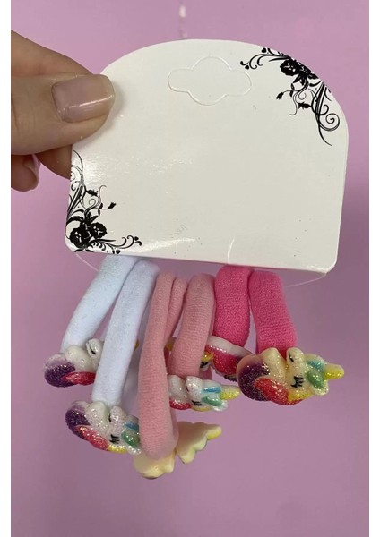 6'lı Karışık Renk Unicorn Figürlü Lastik Toka Set