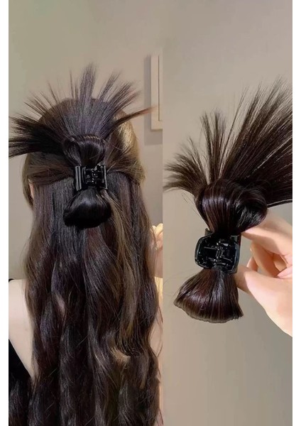 Koyu Kahve Renk Dağınık Topuz Model Mandal Toka