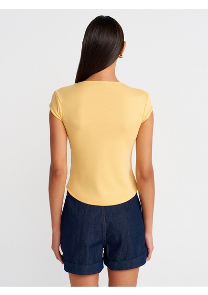 31779 Bisiklet Yaka Basic T-Shirt-Sarı fiyatları