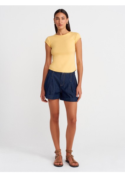 31779 Bisiklet Yaka Basic T-Shirt-Sarı fırsatları