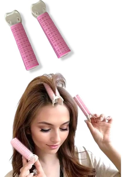Toz Pembe Renk Saç Kabartma Tokası/ Bigudi (Çift)