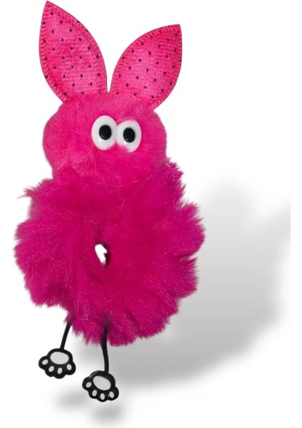 Fuşya Renk Tavşanlı Peluş Simit Toka