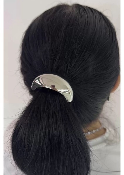 Gümüş Renk Kalın Metal Detaylı Lastik Toka