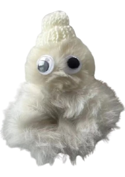 Krem Renk Canavar Figürlü Peluş Simit Toka