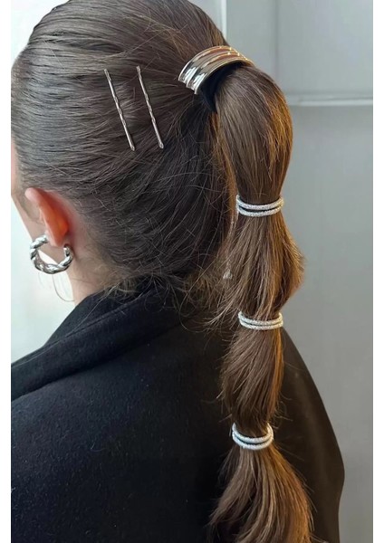 Gümüş Renk Metal Lastik Toka ve Tel Toka Set