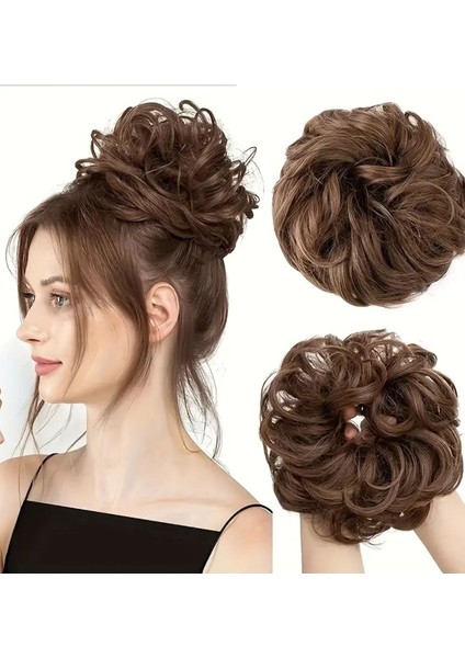 Kahverengi Dağınık Topuz Efektli Toka