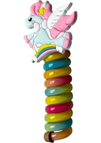 Mavi Renk Unicorn Figürlü Yaylı Spiral Toka