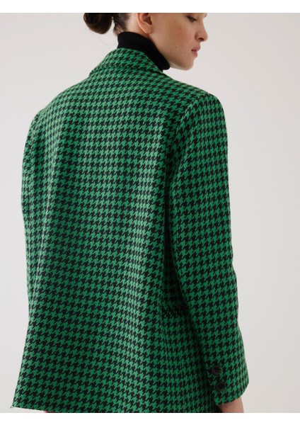 Kazayağı Desen Kruvaze Yeşil Oversize Blazer Ceket fırsatları