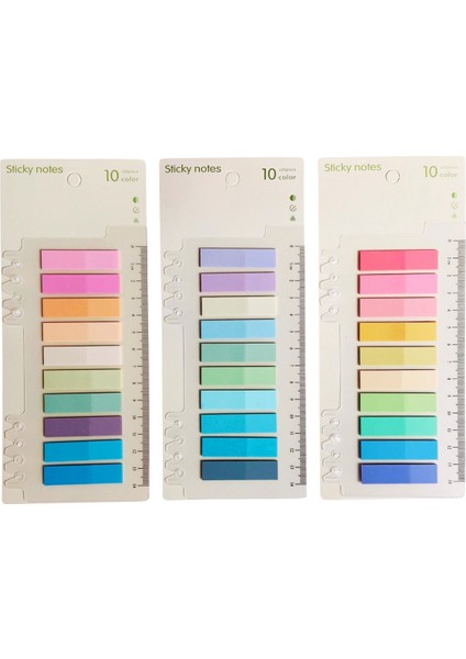 600 Yaprak 3'lü Fresh Renkler Cetvelli Şeffaf Postit Not Kağıdı Seti