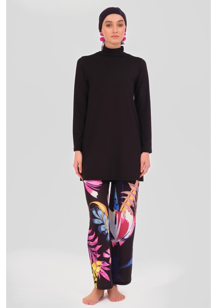 Krizantem Desenli Tam Tesettür Mayo – Su Itici, Hızlı Kuruyan - 24613-25 fırsatları