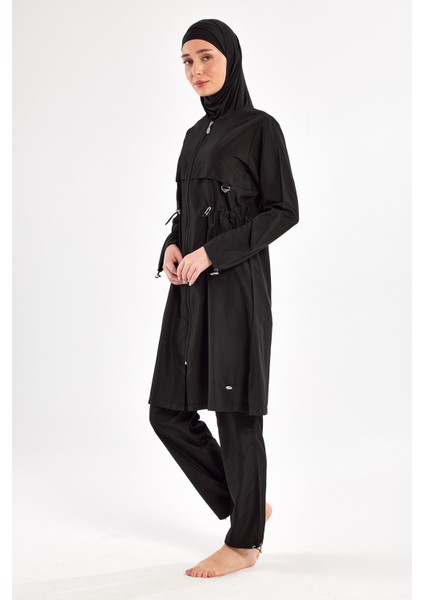 Ebony Uzun Kollu Büyük Beden Tam Kapalı Tesettür Mayo 1504-25-B Siyah fiyatları