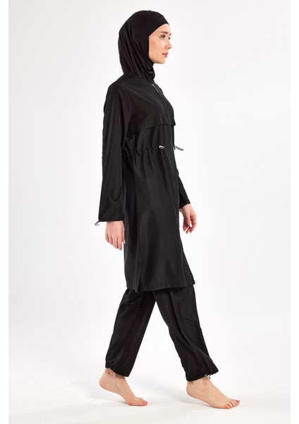 Ebony Uzun Kollu Büyük Beden Tam Kapalı Tesettür Mayo 1504-25-B Siyah modelleri