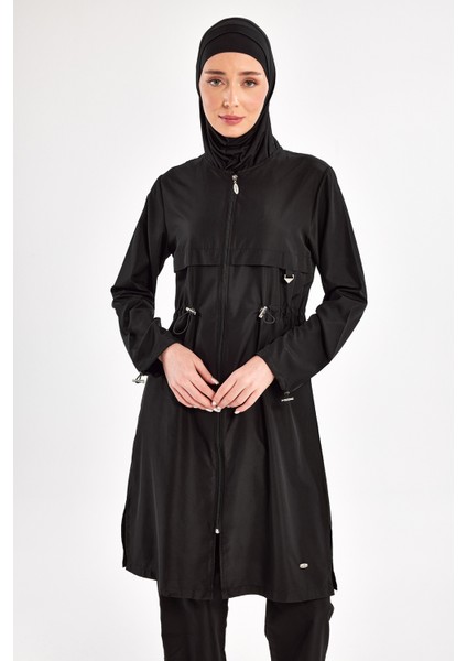 Ebony Uzun Kollu Büyük Beden Tam Kapalı Tesettür Mayo 1504-25-B Siyah fırsatları