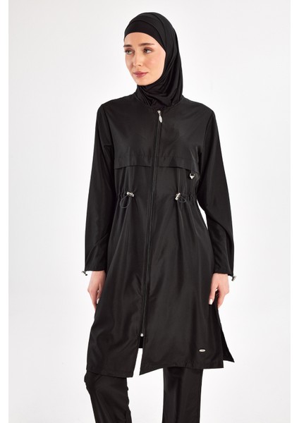 Ebony Uzun Kollu Büyük Beden Tam Kapalı Tesettür Mayo 1504-25-B Siyah indirimleri