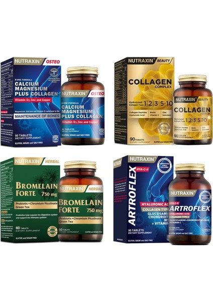 Takviye Seti Bromelain Forte 750 mg 60 Tablet + Collagen Beauty Complex 90 Tablet +Artroflex Hya-C-Iı 90 Tablet + B-One Formula 90 Tablet