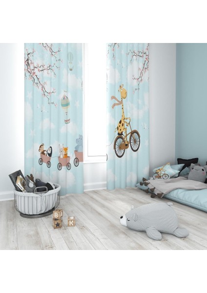 Fon Perde Keten Zemin Çocuk Odası Perdesi 1 Takım 2 Adet Şeklinde 140 x 270-DÜNYA Haritası fiyatları