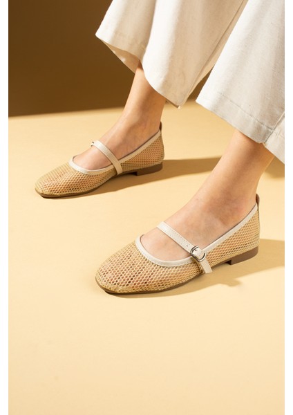 Küt Burunlu Fileli Toka Detaylı Rahat Taban Kadın Babet 008-008-25FILE