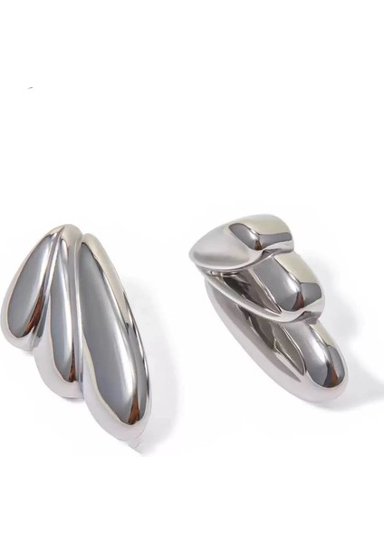 Gümüş Renk Çelik Küpe (Çift)