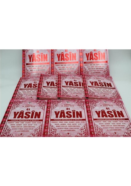 Hediyelik 10 Adet Geniş Içerik Yasini Şerif Pembe Renk Okunuşlu ve Mealli 144 Shf. Orta BOY(17X24CM)