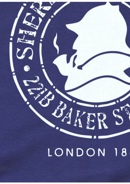 Unisex Bisiklet Yaka Sherlock Holmes Baskılı Saks Mavi Sweatshirt – Modern Tasarım, Günlük ve Spor Giyime Uygun