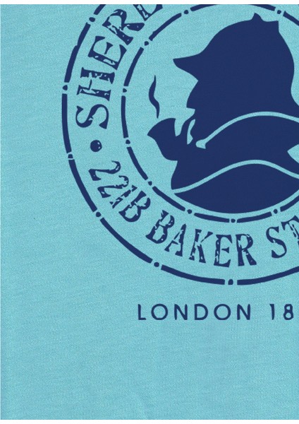 Unisex Bisiklet Yaka Sherlock Holmes Baskılı Turkuaz Sweatshirt – 1. Sınıf %100 Pamuk Iplikten, Yumuşak Dokulu, Spor ve Gündelik Giyime Uygun modelleri