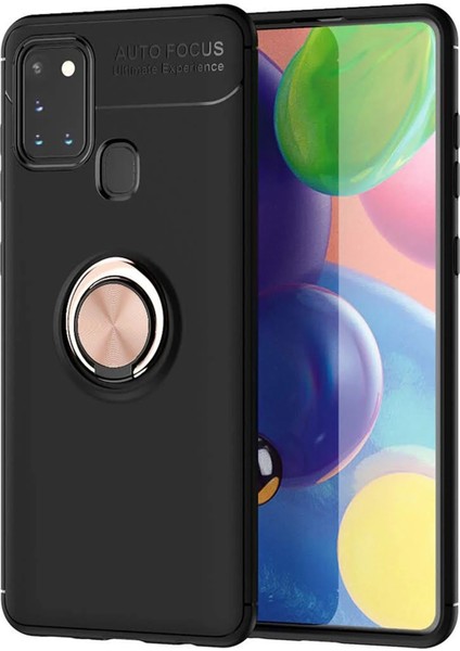 Samsung Galaxy M31 Kılıf Range Yüzüklü Silikon - Siyah-Gold Dpmah