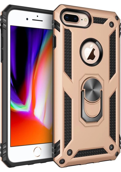 Iphone 7 Plus Kılıf Sofya Yüzüklü Silikon Kapak - Gold Dpmah