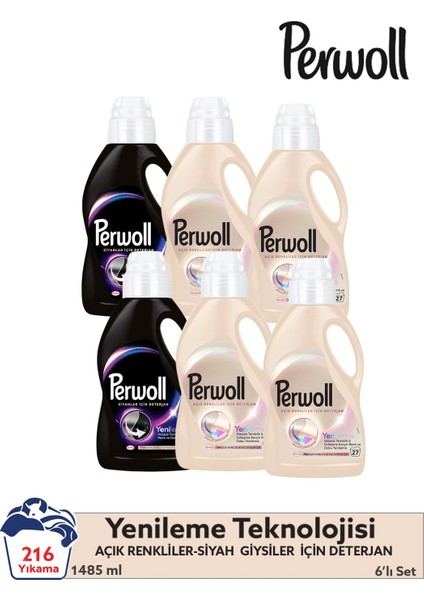 Açık Renkliler 4x 1.485 ml 27 Yıkama & Siyahlar 2x 1.485 ml 27 Yıkama 6'lı Set (162Yıkama )