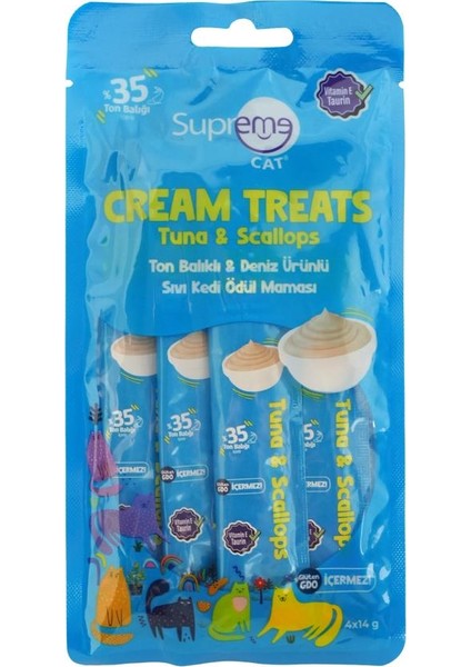 Sıvı Kedi Ödül Maması Ton Balıklı & Deniz Ürünleri 4X14 gr