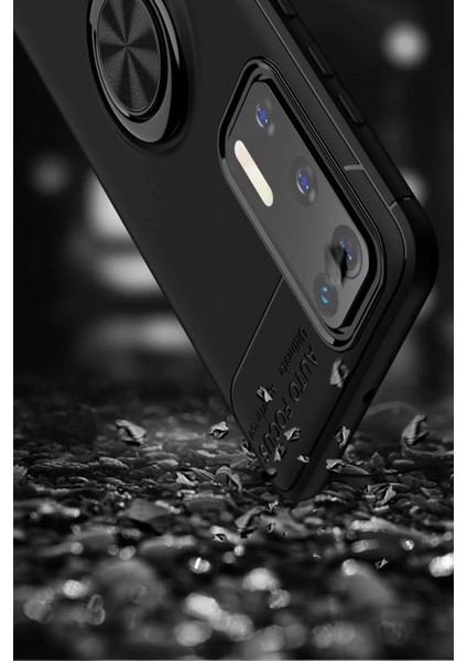 Huawei P40 Kılıf Range Yüzüklü Silikon - Siyah Dpmah