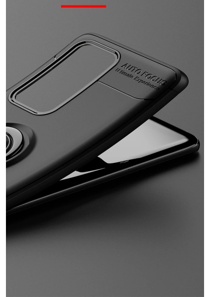 Huawei P40 Pro Kılıf Range Yüzüklü Silikon - Siyah-Mavi Dpmah