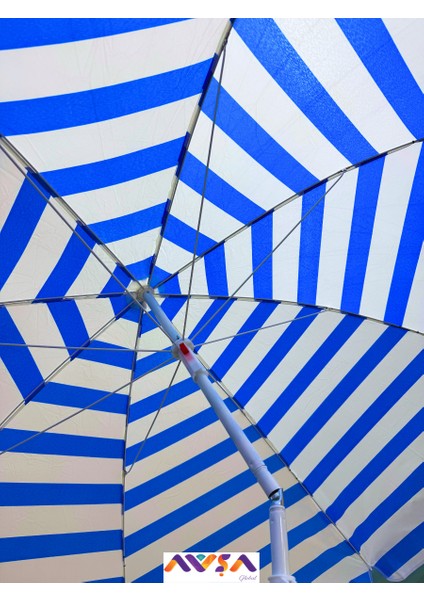 Eğilebilir Plaj Bahçe Balkon Şemsiye Çizgili Kaliteli Kumaş I 2 Metre 8 Telli indirimleri