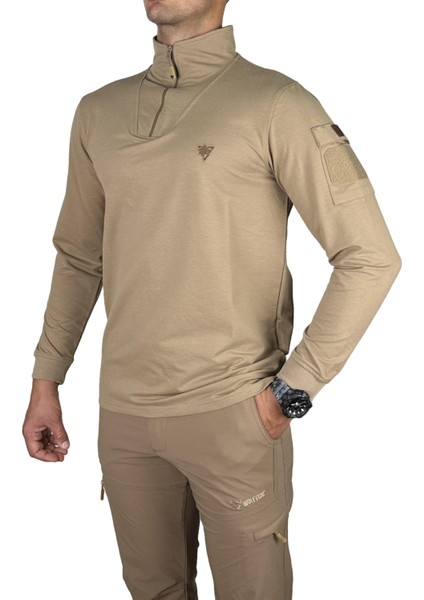 Wolftrap Iraz Balıkçı Yaka Uzun Kollu Taktik T-Shirt Bej