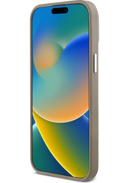 Apple iPhone 14 Pro Max Kılıf Guess Lisanslı M-Safe Şarj Özellikli Grained Triangle Kapak Kahverengi fırsatları