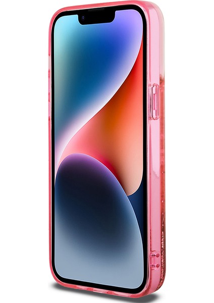 Apple iPhone 14 Pro Max Kılıf Guess Lisanslı Transparan Sıvılı Simli Altın Çizgili Kapak Pembe fırsatları