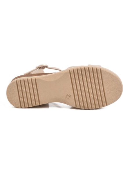 Bej Kadın Topuklu Sandalet T-002 Z