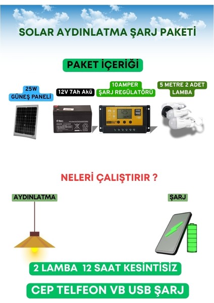 Çobanlar Için Seyyar Güneş Enerjili Lamba Seti ve Cep Telefonu Şarj Seti