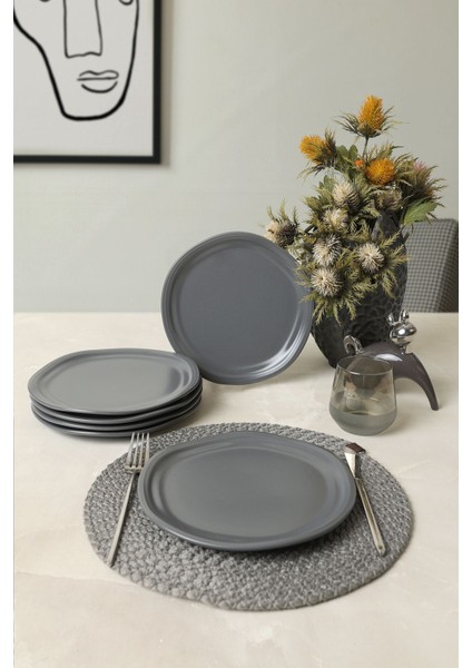 Mat Gri Bloom Pasta Tabağı 24 cm 6 Adet 959 fiyatları