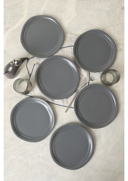 Mat Gri Bloom Pasta Tabağı 24 cm 6 Adet 959 modelleri