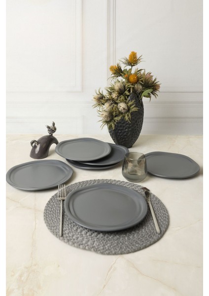 Mat Gri Bloom Pasta Tabağı 24 cm 6 Adet 959 fırsatları