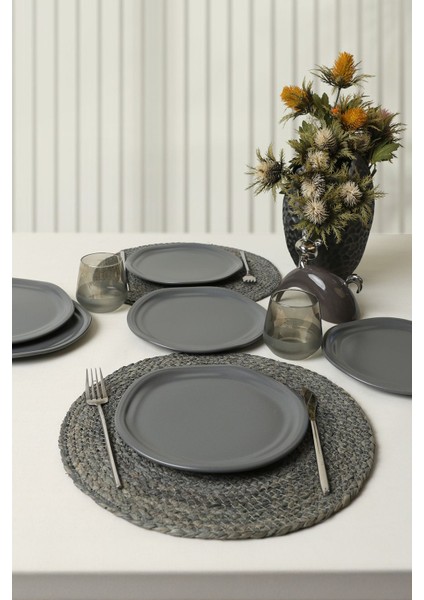 Mat Gri Bloom Pasta Tabağı 24 cm 6 Adet 959 indirimleri