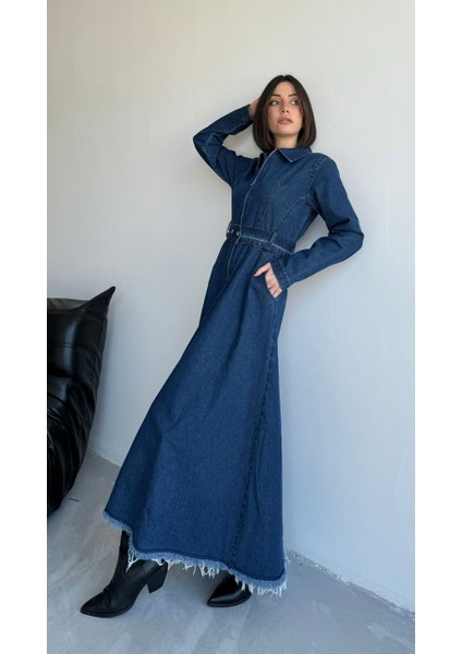 8938 - Yarım Fermuarlı Uzun Rahat-Şık Kadın Elbisesi fiyatları