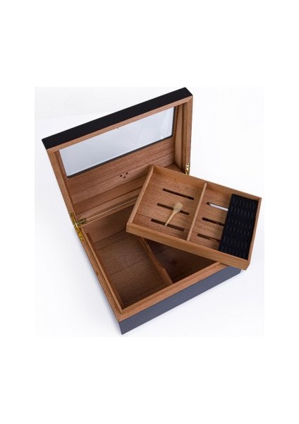 Yarım Cam Tavan Puro Humidor / Puro Saklama Kutusu - Siyah 0199 fırsatları