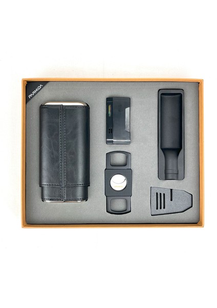 5'li Puro Seti Puro Kılıfı Çakmak Küllük Kesici Sehpa - Siyah