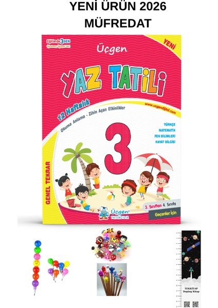 Üçgen Yayıncılık 3. Sınıf Yaz Tatili 12 Haftalık Tekrar Çalışmaları 2026(UZAY A+Emoji K+ Kalem B. Hediyeli)