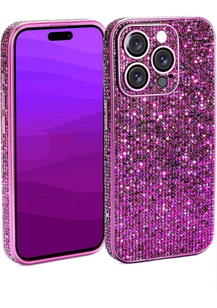 Mor Renk Taşlı 14 Pro Max Telefon Kılıfı