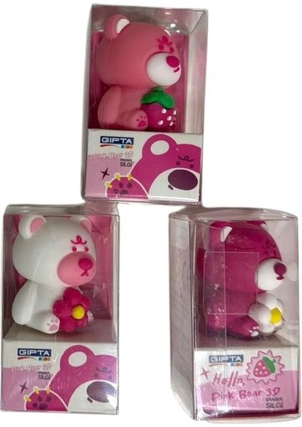 K236200 3D Pink Bear Şekilli Renkli Silgi - Tekli fiyatları