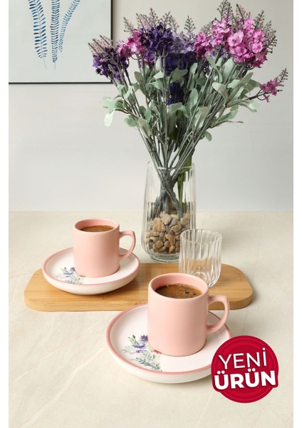 Elegant Blossoms Pembe Kahve Takımı 4 Parça 2 Kişilik 21793