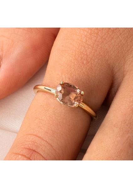 Gümüş Yüzük - 1.10 Karat Yan Zultanit Taşlı Octagon Swarovski 925 Ayar Gümüş Evlilik Teklifi Yüzüğü