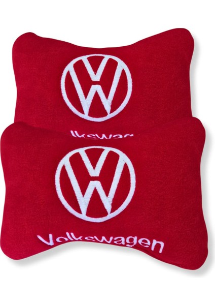 Volkswagen Nakış Işlemeli Oto Halı Paspas | Volkswagen Kırmızı Oto Boyun Yastığı & Oto Ayna Askısı
